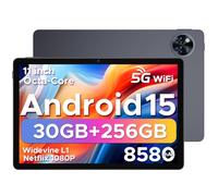 DOOGEE U11 PRO Android Tablets, 30GB RAM + 256GB ROM/2TB, Unisoc T7200 Octa-Core 11 Inch Tablet, 8580mAh Large Battery, 90Hz IPS Screen, 13MP+5MP Camera, Widevine L1/3.5mm Jack/Face Unlock/FM/OTG
