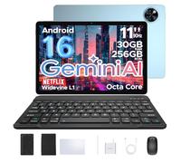 DOOGEE U11 Pro Newest Android 16 AI Tablet, 11 Inch Android Tablets, 30GB RAM+256GB ROM/2TB, 90Hz Octa Core, 8580mAh Battery, Widevine L1|Gemini AI|5G WiFi, Tablet with Pen, Keyboard, Mouse&Case-Blue