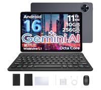 DOOGEE U11 Pro Newest Android 16 AI Tablet, 11 Inch Android Tablets, 30GB RAM+256GB ROM/2TB, 90Hz Octa Core, 8580mAh Battery, Widevine L1|Gemini AI|5G WiFi, Tablet with Pen, Keyboard, Mouse&Case-Gray