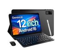 DOOGEE U12 Newest Android 16 Tablets, 12 Inch Tablet with Gemini AI, FHD+(2000x1200) 90Hz Android Tablets, 9000mAh/18W, 24GB+128GB (2TB), Widevine L1, 2.4G/5G WiFi, Tablet with Keyboard,Pen,Mouse&Case