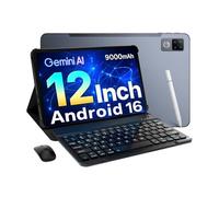 DOOGEE U12 Newest Android 16 Tablets, 12 Inch Tablet with Gemini AI, FHD+(2000x1200) 90Hz Android Tablets, 9000mAh/18W, 24GB+128GB (2TB), Widevine L1, 2.4G/5G WiFi, Tablet with Keyboard,Pen,Mouse&Case