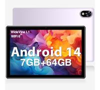 DOOGEE U9 Tablets 10 inch Android 14 Tablet PC, 7GB RAM+64GB ROM(1TB TF), Quad-Core 2.0 GHz/1280 * 800 HD+ IPS/WiFi 6 Android Tablets/Bluetooth 5.0/5060mAh/5MP/OTG/Type C/3.5mm Headphone Jack, Purple