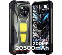DOOGEE V MAX Play 5G Rugged Smartphone With Projector, 36GB RAM + 512GB ROM, 20500mAh Battery, 6.78'' FHD+ 120Hz Android Rugged Phone, 130dB Speaker, 32MP + 200MP, 1200LM Dual Camping lights, Gray