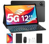 DOOGEE V Pad 5G Tablets 12 inch Android, Dimensity 7050 Android 15 Tablets with SIM Card Slot, 2.4K Display, 8800mAh 32GB+256GB Gaming Tablet, Gemini AI Tablet with Keyboard, Pen, Mouse, Case-Black