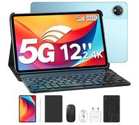 DOOGEE V Pad 5G Tablets 12 inch Android, Dimensity 7050 Android 15 Tablets with SIM Card Slot, 2.4K Display, 8800mAh 32GB+256GB Gemini AI Gaming Tablet, Tablet with Keyboard, Pen, Mouse, Case-Blue