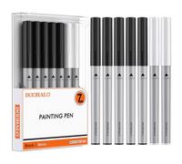 DOOHALO Black White Arylic Marker Pen Compatible with Cricut Maker4/ 3/Explore 3/Air 2/Air Machine 1.0 tips for Drawing and Painting 5 Balck+2White