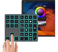 Doohoeek Backlit Buetooth Keypad for iPad Procreate Compatible with iOS17 or Later, Rechargeable Keyboard for Procreate and Drawing Shortcuts for iPad and Graphic Tablets, Gray