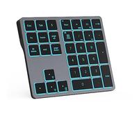Doohoeek Bluetooth & 2.4G USB Wireless Numeric Keypad for Laptops, PC Computers Macbooks & Tablets, Dual Mode Number pad 34 Keys with 7-Color Backlit for Windows, MacOS & iOS, Gray