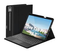 Doohoeek Bluetooth Keyboard Case for Lenovo Idea Tab Pro 12.7" 2025, Wireless Keyboard Folio with Trackpad, Rechargeable & Removable & 7 Colors Backlit Keyboard, Black