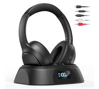 Doohoeek Wireless TV Headphones, Bluetooth 6.0 Headset with Charging Dock & Digital Display, 60H Playtime, Lightweight Foldable Headphones for Optical, AUX & Bluetooth TVs, Gift for the Seniors