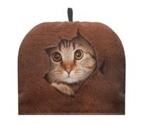 Doojoayie Cat Pattern Tea Pot Cosy, Polyester Tea Cozy for Teapots Dust Cover, Cute Insulated Kettle Cover Breakfast Warmer Brown