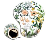 Dooke Ergonomic Mouse Pad with Wrist Support, Cute Mouse Pads with Non-Slip Rubber Base for Home Office Working Studying Easy Typing & Pain Relief Beautiful Floral
