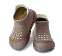 Dookeh Baby Sock Shoes (A3-Brown, 9-12 Months, EU Size 19, Factory Size_Printed on Shoes 20/21)