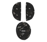 Dooky Car Seat Belt/Harness Strap Pads for Baby's Protection, Universal Size Suitable for 3- and 5-Point Belt System, Group 0+ yrs, 3-Piece Set (2 Shoulder Pads, 1 Crosspiece), Romantic Leaves Black