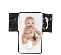 Dooky - Changing Mat for On the Go 60 x 34 cm - Romantic Leaves Black - Baby Changing Mat, Changing Bag - Easy Washable - 40% Polyester 30% Foam 30% Peva - Black