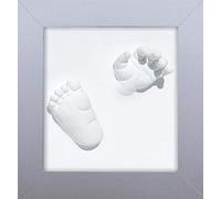 Dooky Happy Hands Deluxe Frame With Non-Toxic, Skin-Firendly Clay for 3D Hand and Foot Impression of Baby, Newborn Keepsake, Memory, Lasting Impressions, 24 x 24 cm Frame, Silver