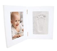 Dooky Happy Hands Large Double Frame Hand Footprints Set for Baby Handprints (Dimensions: 19 x 24.5 cm, Easy to Handle, Includes Skin-Friendly Modelling Clay) - White