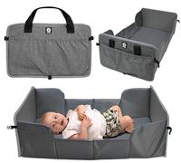 Dooky Original Traveller - Foldable Baby Travel Cot with Mattress - Super Light, Compact, External Compartments, 41 x 74 cm (Assembled) / 41 x 26 cm (Folded), 100% Polyester, Black