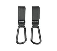 Dooky - Pram Hooks Small, Pack of 2 - Pram Hooks Buggy for Bags, Pram Clips Pendant Bag Hook - Aluminium - Black - Universal Fit