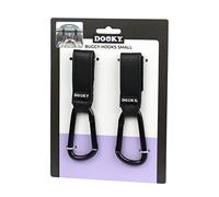 Dooky - Pram Hooks Small, Pack of 2 - Pram Hooks Buggy for Bags, Pram Clips Pendant Bag Hook - Aluminium - Black - Universal Fit
