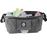 Dooky Pram/Stroller/Pushchair Organizer Bag (for teether, phone, keys, wallet, bottle and more), Grey Melange, 5 liters, 14 x 40 x 17 cm