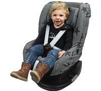 Dooky Seat Cover, Separate Headrest Cover Included, Universal Size, Fits Most Baby Car Seats with 5 Point Belts, 95 Percent Cotton and 5 Percent Lycra, Washable, Group 1+ yrs (9-18 kg), Grey Stars
