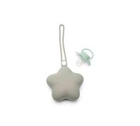Dooky Silicone Pacifier Case Grey Star | BPA-Free Baby Dummy Holder with Flexible Loop | Hygienic Storage for 2 Soothers | Dishwasher Safe | Stroller & Nappy Bag Accessory