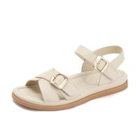 Doolink Women’s Roman Cross Strap Sandals Soft Leather Buckle Flats