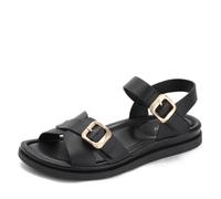 Doolink Women’s Roman Cross Strap Sandals Soft Leather Buckle Flats