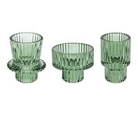Doolitt Candle Holders Set of 3, Votive Glass Candle Stick Holders, Pillar Taper Decor Centerpiece for Table,Crystal Tea Light Candle Holders for Home Dinning Wedding Party Festival (3, Green)