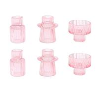 Doolitt Candle Holders Set,Votive Glass Candle Stick Holders, Pillar Taper Decor Centerpiece for Table,Crystal Tea Light Candle Holders for Home Dinning Wedding Party Festival(6, Pink)