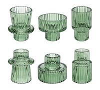 Doolitt Candle Holders Set,Votive Glass Candle Stick Holders, Pillar Taper Decor Centerpiece for Table,Crystal Tea Light Candle Holders for Home Dinning Wedding Party Festival(6, Green)
