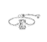 DOOLY 5 Style Clear Chain Ring Trendy 925 Sterling Silver Adjustable Charm Gold Color Rings For Women Wedding Jewelry