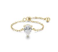 DOOLY 5 Style Clear Chain Ring Trendy 925 Sterling Silver Adjustable Charm Gold Color Rings For Women Wedding Jewelry