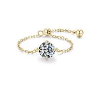DOOLY 5 Style Clear Chain Ring Trendy 925 Sterling Silver Adjustable Charm Gold Color Rings For Women Wedding Jewelry