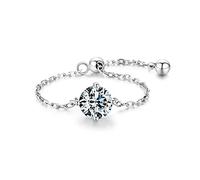DOOLY 5 Style Clear Chain Ring Trendy 925 Sterling Silver Adjustable Charm Gold Color Rings For Women Wedding Jewelry