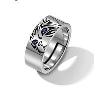 DOOLY 925 sterling silver cat ring men's and women's tide brand original design niche couple cold wind personality open ring ring