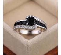 DOOLY Black Stone Women Wedding Ring Dazzling Crystal Zircon Delicate Gift Quality Female Classic Jewelry