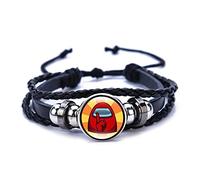 DOOLY Hot Game Among Us Bracelet for Men Women Kids Anime Peripheral Adjustable Black PU Leather Bracelets Family Christmas Gift