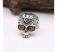 DOOLY Retro Punk Alien Ruby Skull Ring Wide Fashion Ring