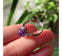 DOOLY Wire Wrapped Crystal Rings Reiki Healing Stone Natural Amethysts Agates Pink Quartz Fashion Women Rings Party Jewelry