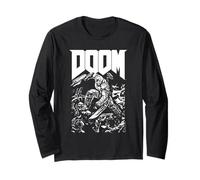 Doom Baron Pixelated Character with Logo Video Game Long Sleeve T-Shirt