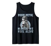 Doom Metal Makes me Feel Alive Sign of The Horns Skeleton Tank Top