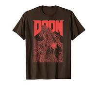 Doom Red Sketched Cover Art Retro Video Game T-Shirt, Men, Brown, 3X-Large