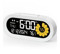 DOOMAY Digital Alarm Clock for Bedroom: Dual Alarm Bedside Clock VA LCD Display with Seconds, 9-Minute Snooze and Weekend Mode, 3 Brightness, 4 Alarms and 3 Volume Levels