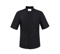 Doomiva Men's Clergy Shirts Priest Clerical Tab Collar T-Shirt Pastor Preacher Minister Short Sleeves Costume Black XL
