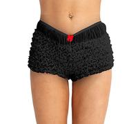 Doomiva Women's Ruffled Lace Frilly Bloomers French Maid Knickers Panties Boy Shorts Black One_Size