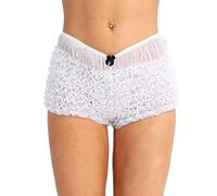 Doomiva Women's Ruffled Lace Frilly Bloomers French Maid Knickers Panties Boy Shorts White One Size