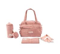 doomoo Changing Bag Fluffy - 24l Capacity, Removable Pouch, 8 Baby Essentials Including a Changing Mat & Stroller Straps, Baby Diaper Bag, Pink