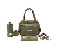 doomoo Changing Bag Fluffy - 24l Capacity, Removable Pouch, 8 Baby Essentials Including a Changing Mat & Stroller Straps, Baby Diaper Bag, Kaki